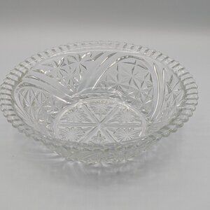 Anchor Hocking Vintage Stars and Bars Pressed Glass Serving Bowl 8"